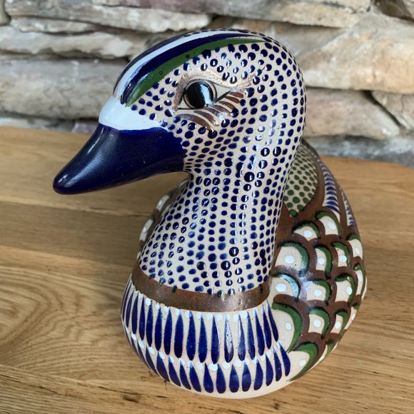 VTG Tonala Mexico Duck Pottery Folk Art Hand Painted Mexican Figurine - Picture 4 of 8